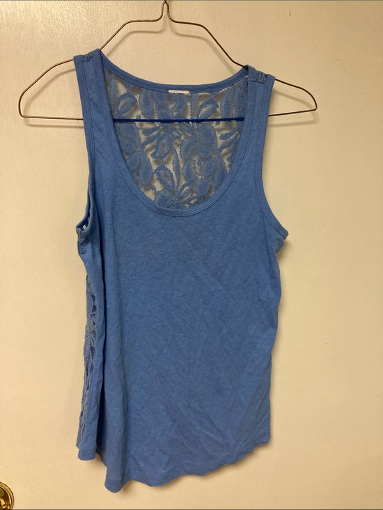 Express Tops - Blue Lace-Back Sleeveless Tank Top